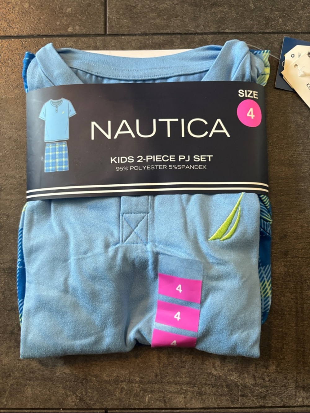 Nautica Kids Light Blue Two-Piece Pajama Set with Lime Sail Accent